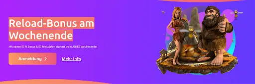 Reload-Bonus am Wochenende bei Cadoola Casino mit 50 % Bonus und 50 Freispielen