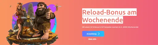 Reload-Bonus am Wochenende mit 50 % Bonus und 50 Freispielen im Online Casino